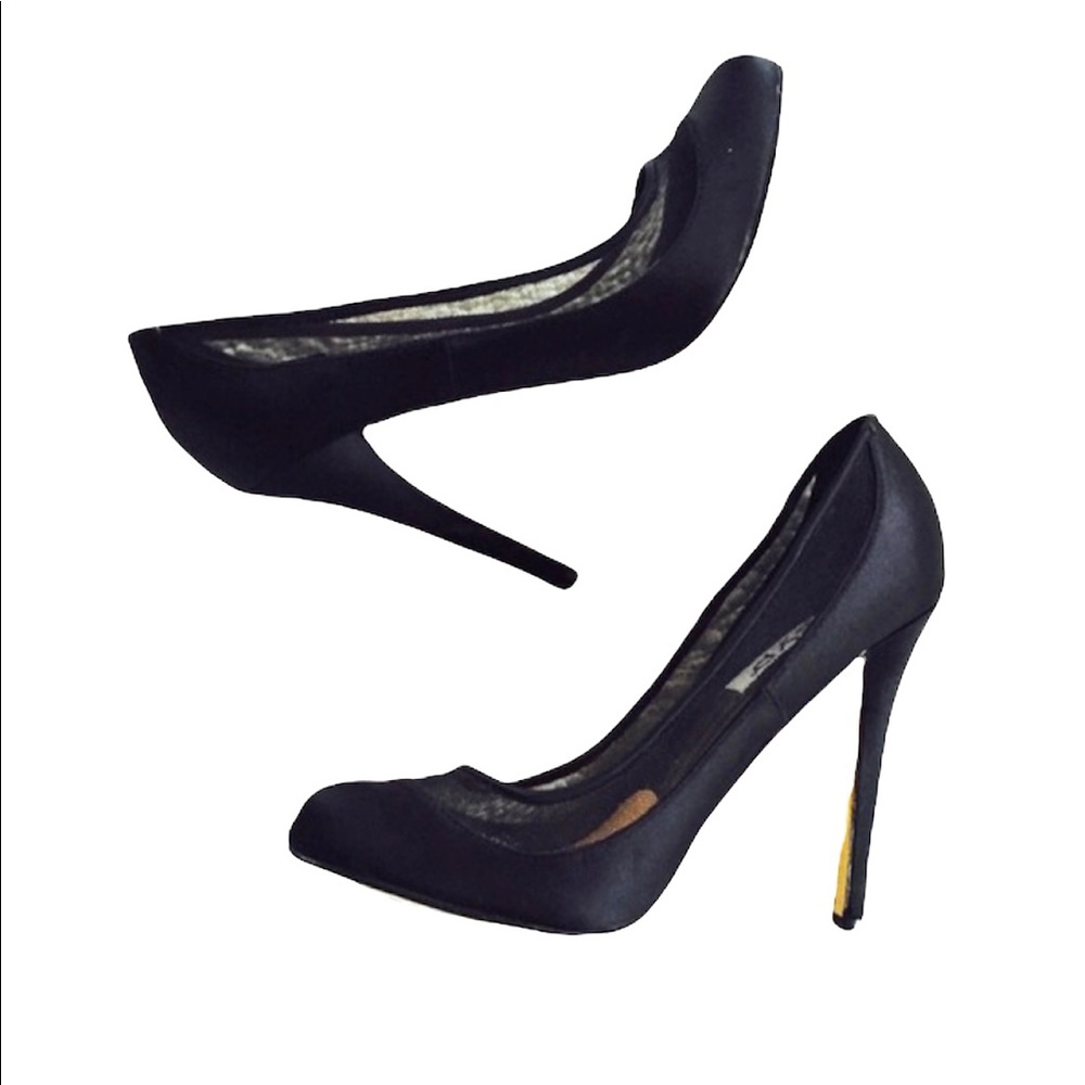 RSVP satin & mesh pumps, 7.5